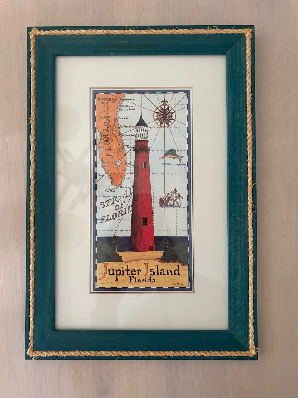 Pier 1  Miller's Lighthouses signed vintage nautical pictures framed in glass